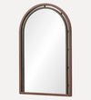 Como Arch Mirror in Aged Brass & Basalt Leather Wall Mirrors
