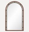 Como Arch Mirror in Aged Brass & Basalt Leather Wall Mirrors