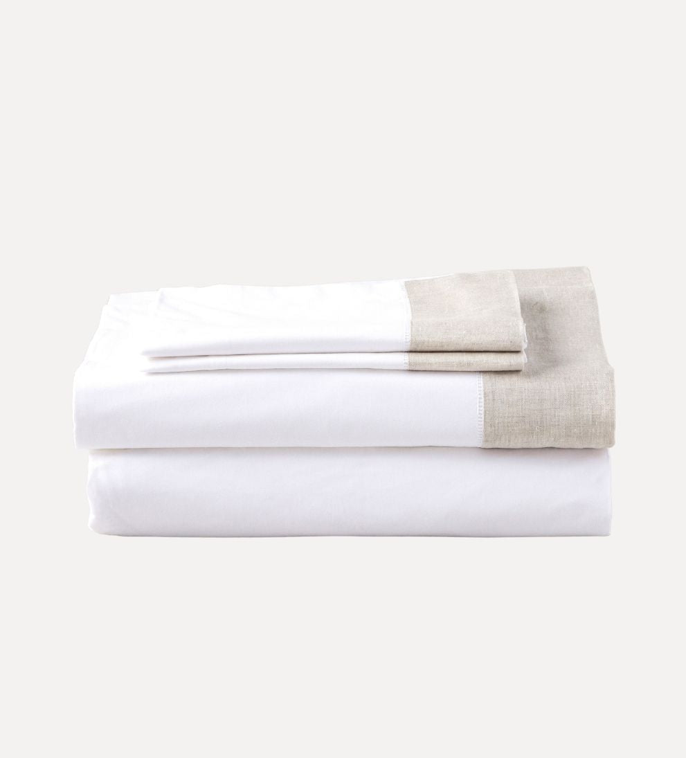 Cotton Hemstitch Sheet Set - Natural Bedding