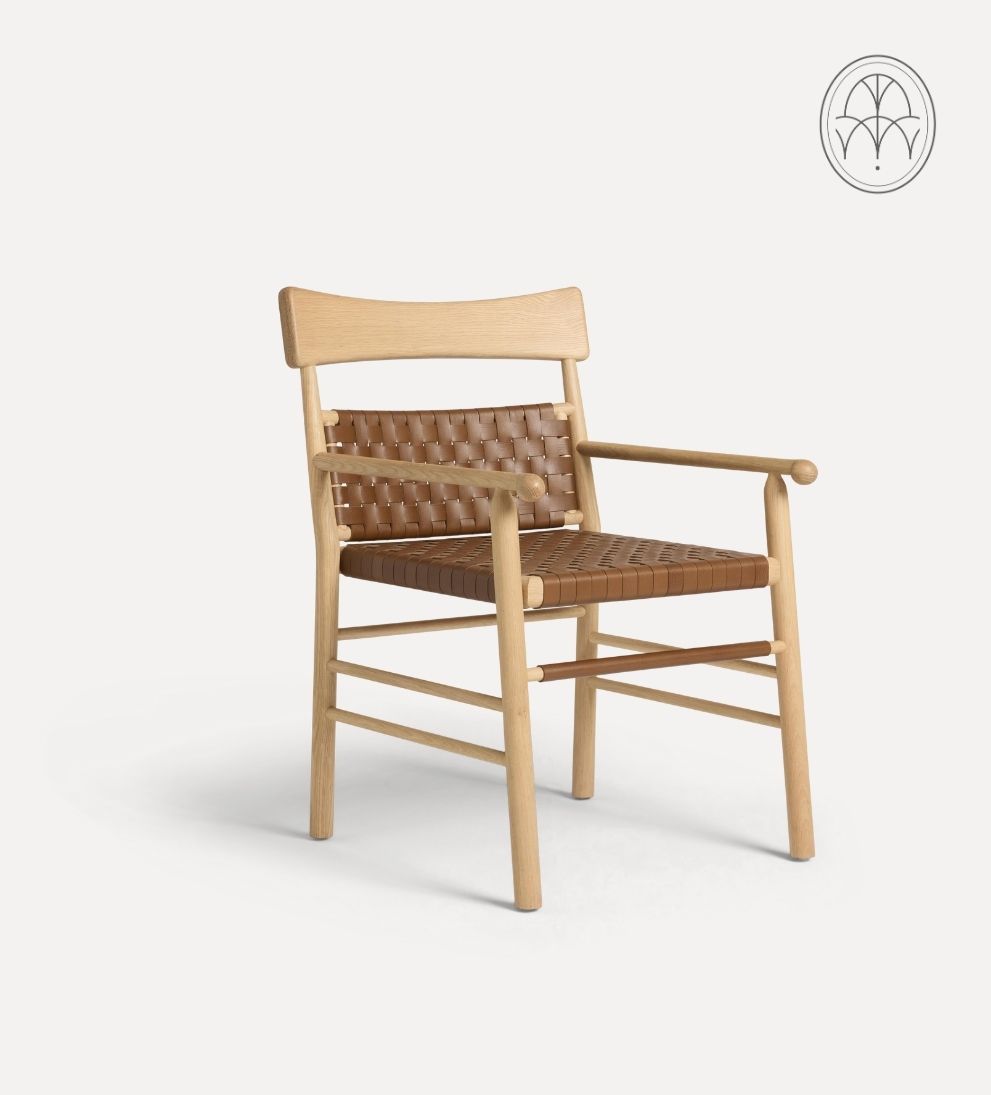 Dahlia White Oak and Leather Dining Chair Dining Chairs