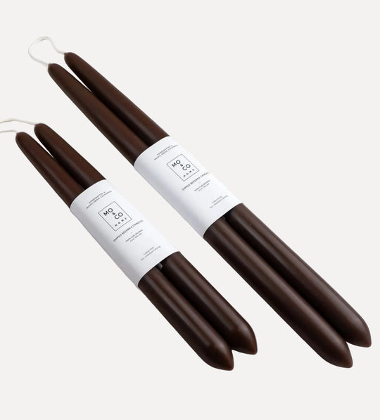 Dipped Beeswax Taper Candles - Chestnut
