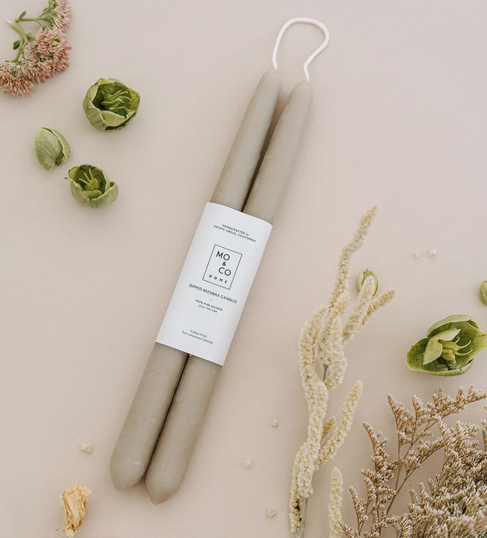 Dipped Beeswax Taper Candles - Clay Candles