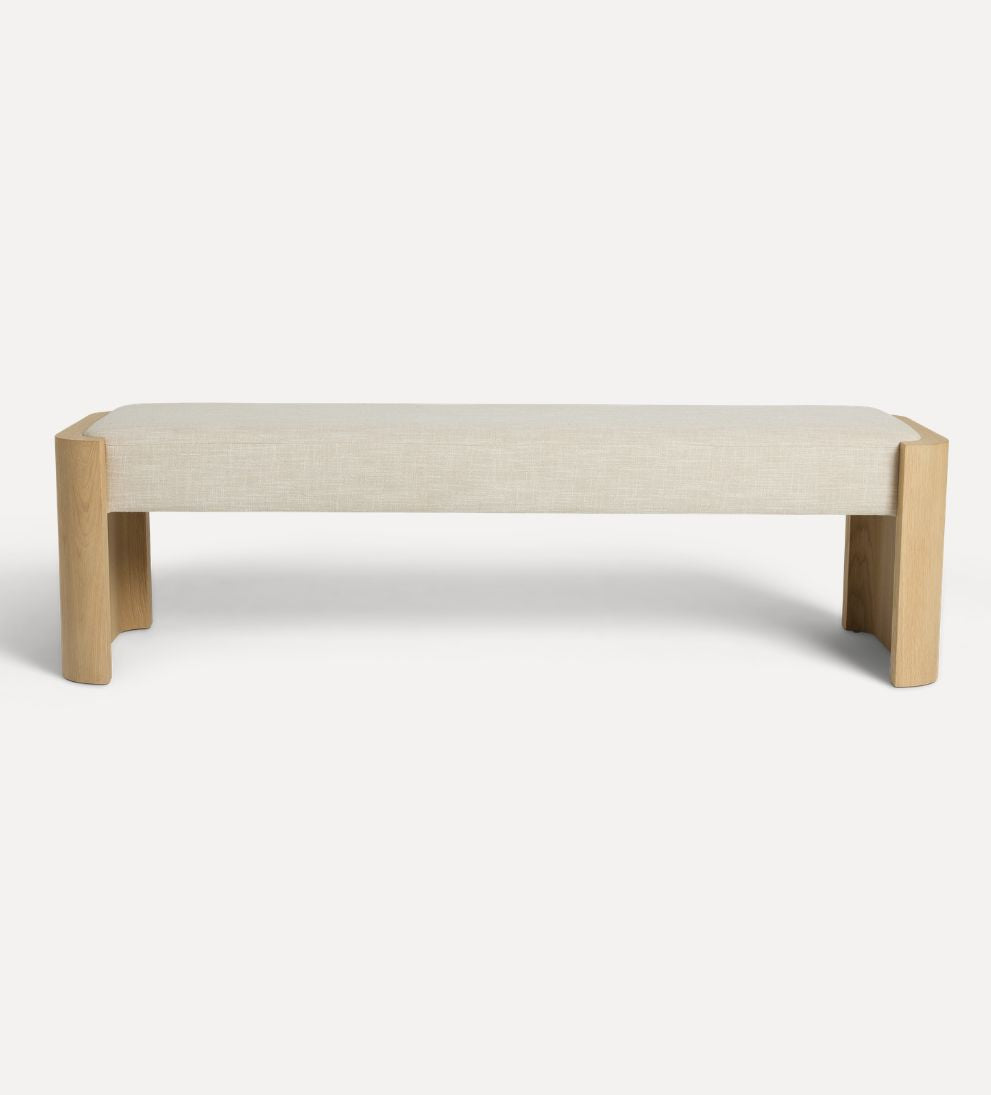 Fiona White Oak Curved Bench Benches