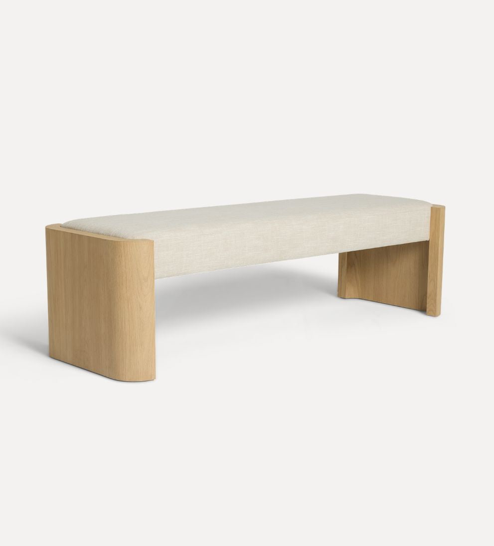 Fiona White Oak Curved Bench Benches