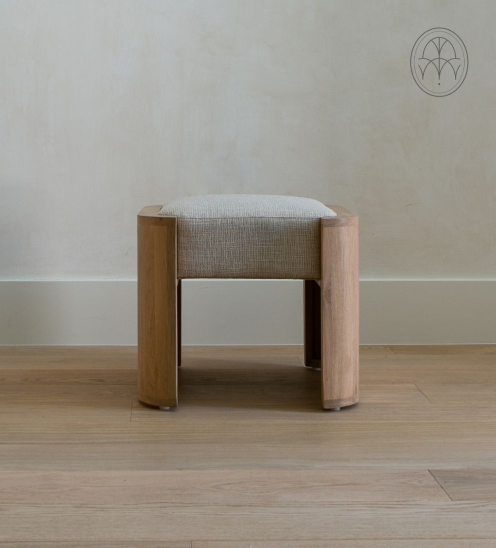 Fiona White Oak Curved Ottoman Ottomans