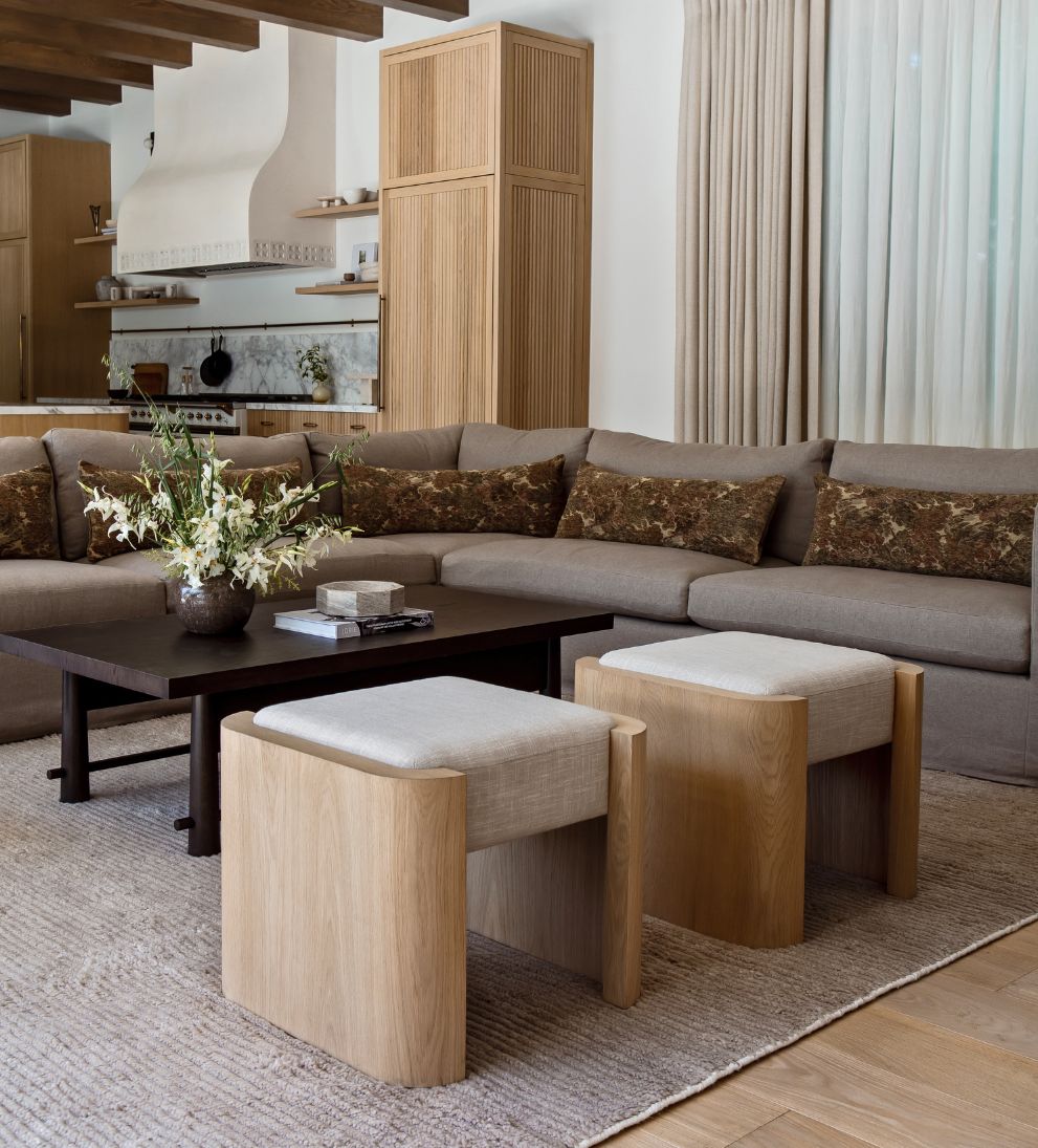 Fiona White Oak Curved Ottoman Ottomans