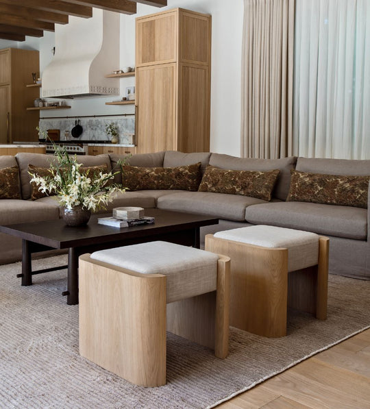 Fiona White Oak Curved Ottoman