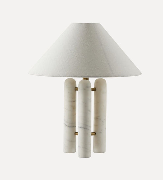 Florence Table Lamp in Charcoal and White Marble