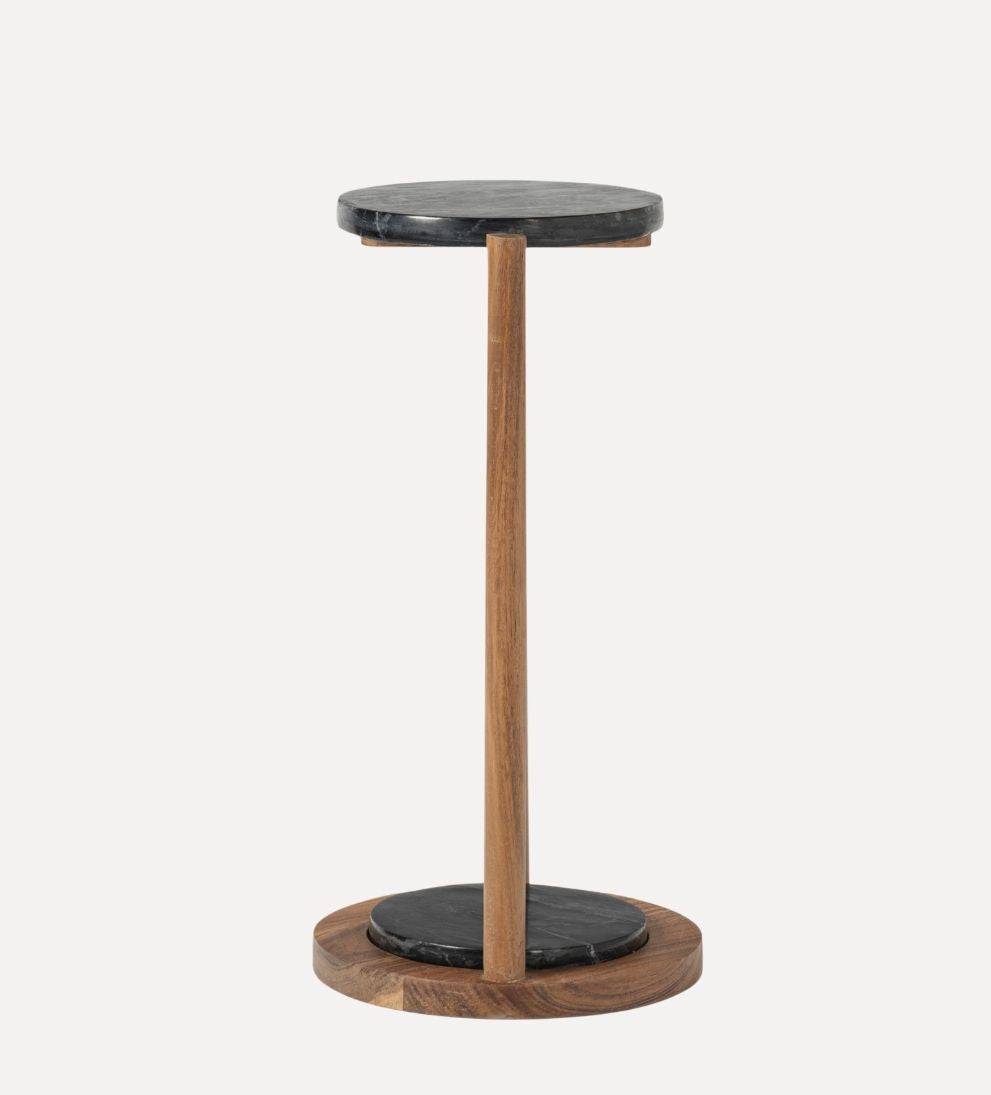 Julia Drink Table - Acacia / Marble Side Tables