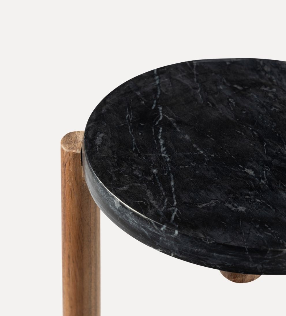 Julia Drink Table - Acacia / Marble Side Tables