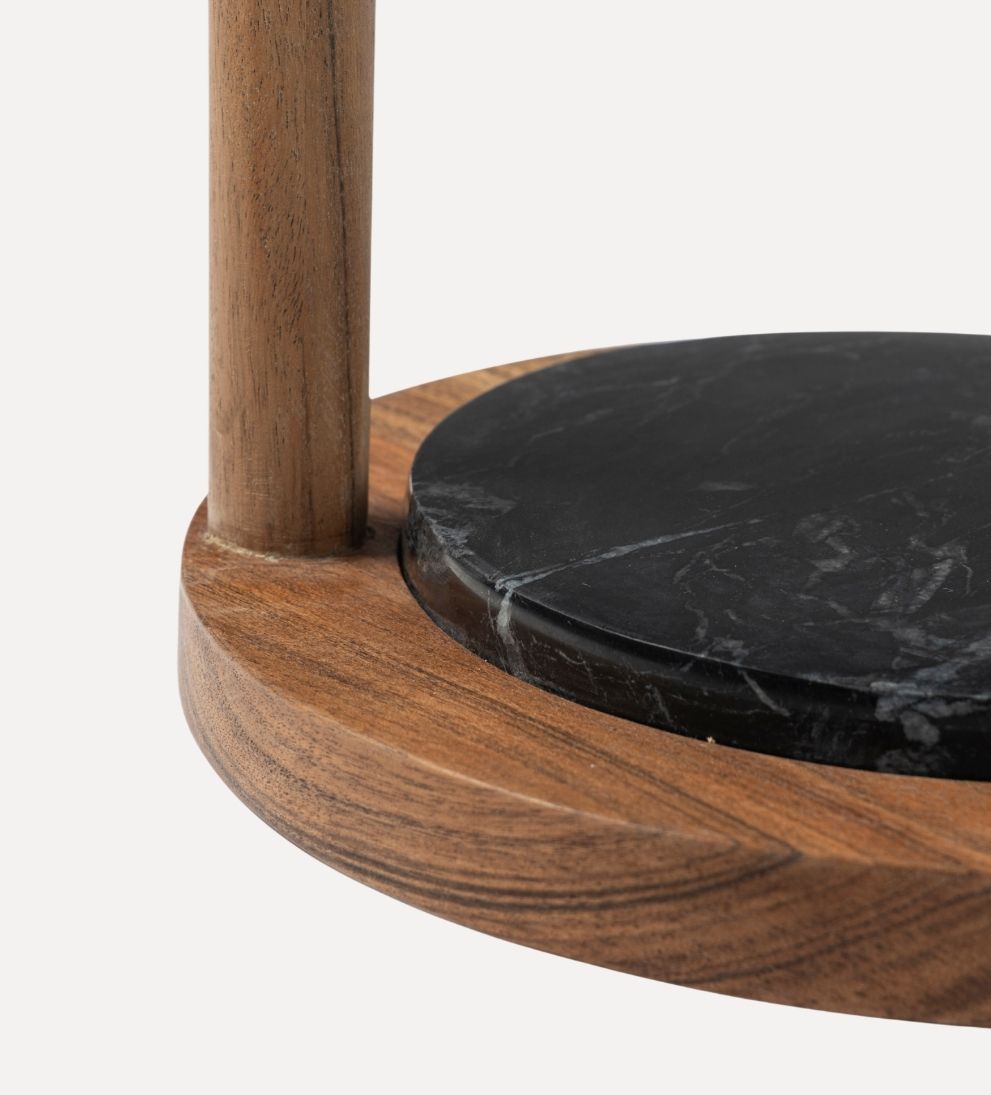 Julia Drink Table - Acacia / Marble Side Tables