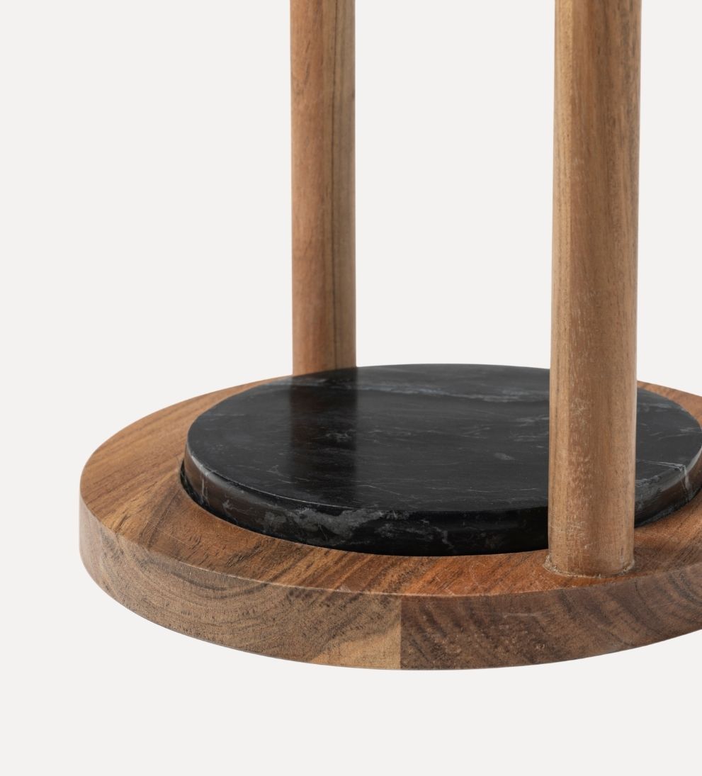 Julia Drink Table - Acacia / Marble Side Tables