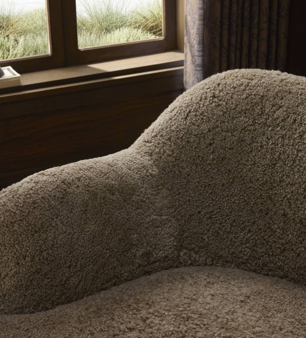 Julia Chaise in Taupe Shearling Chaises