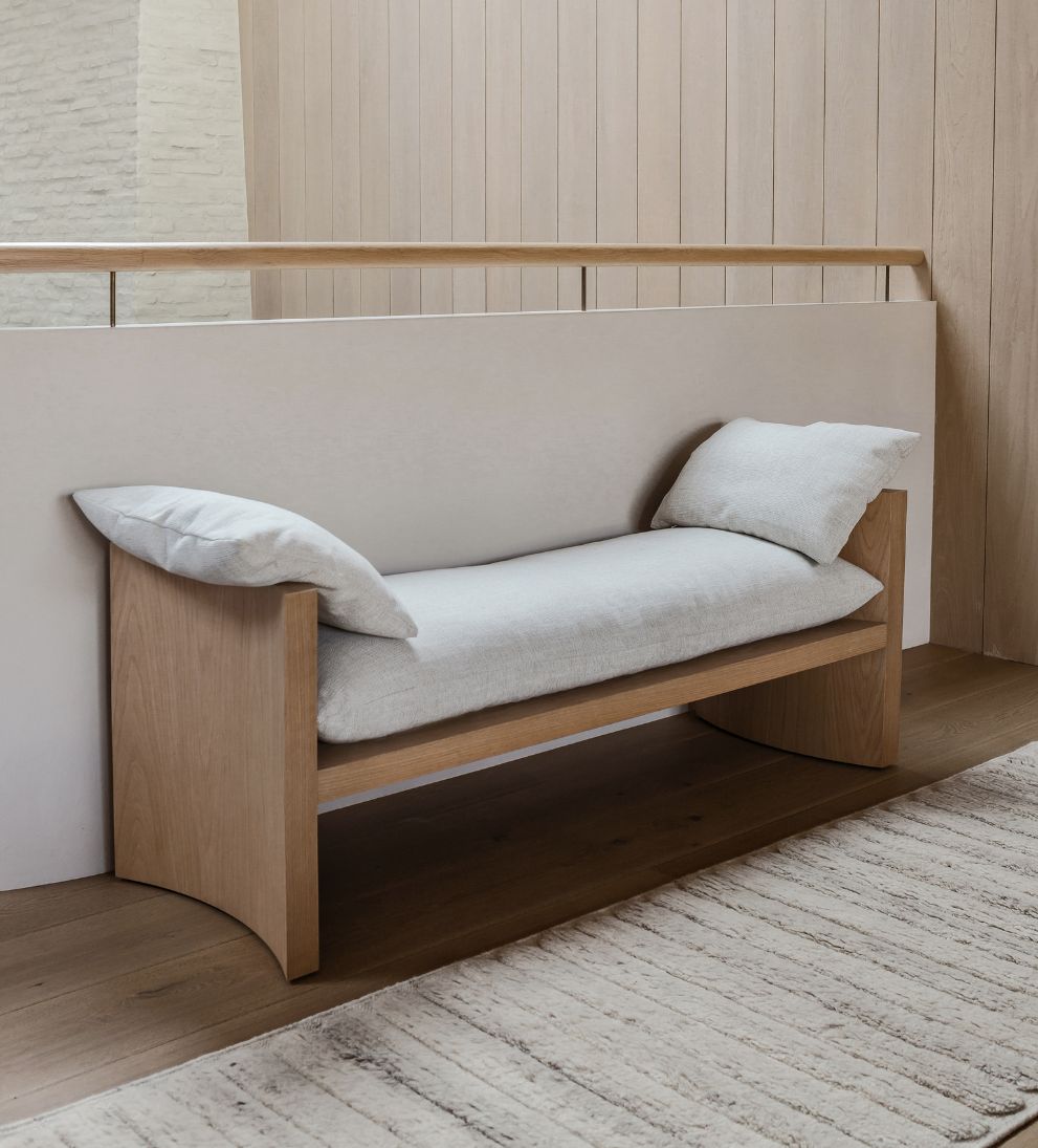 Katelyn White Oak Bench Benches