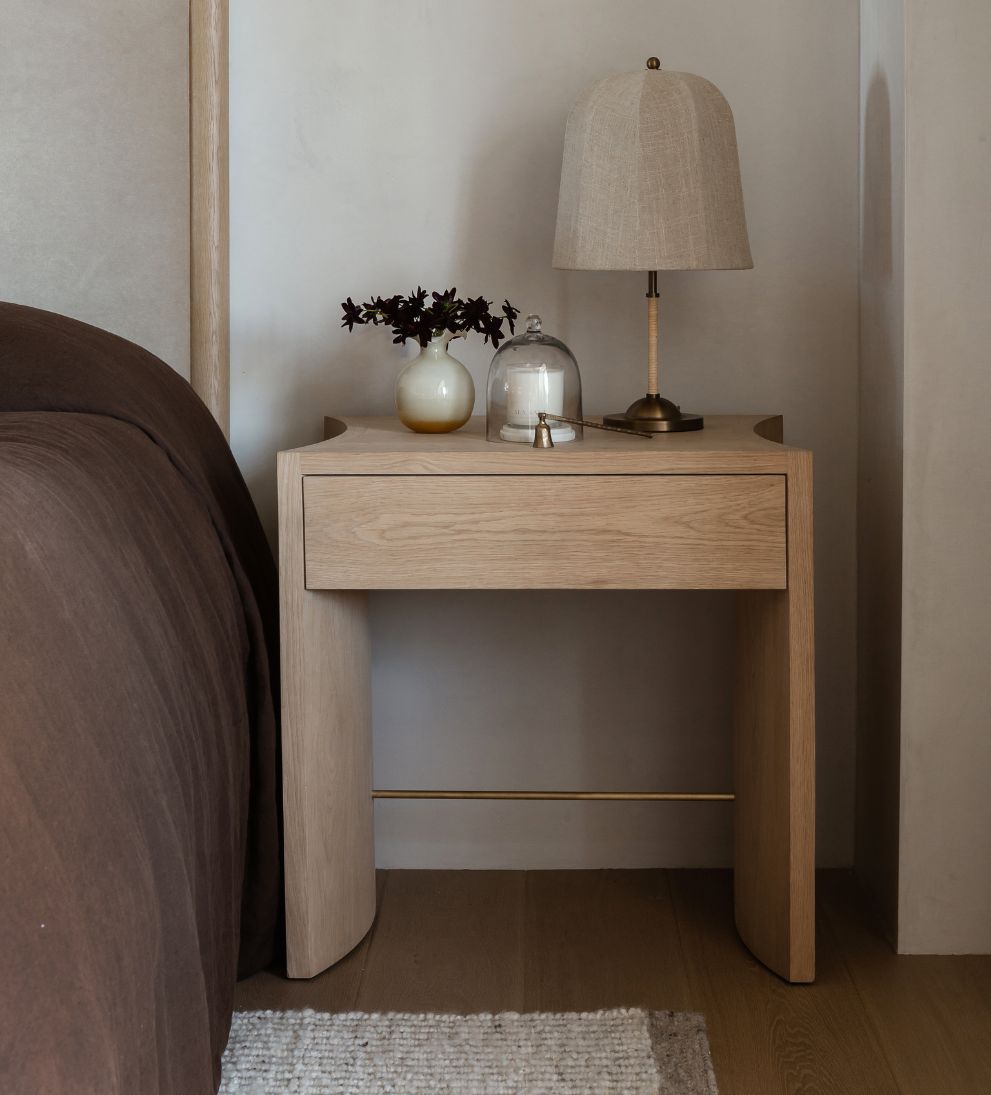 Katelyn White Oak Curved Nightstand Nightstands