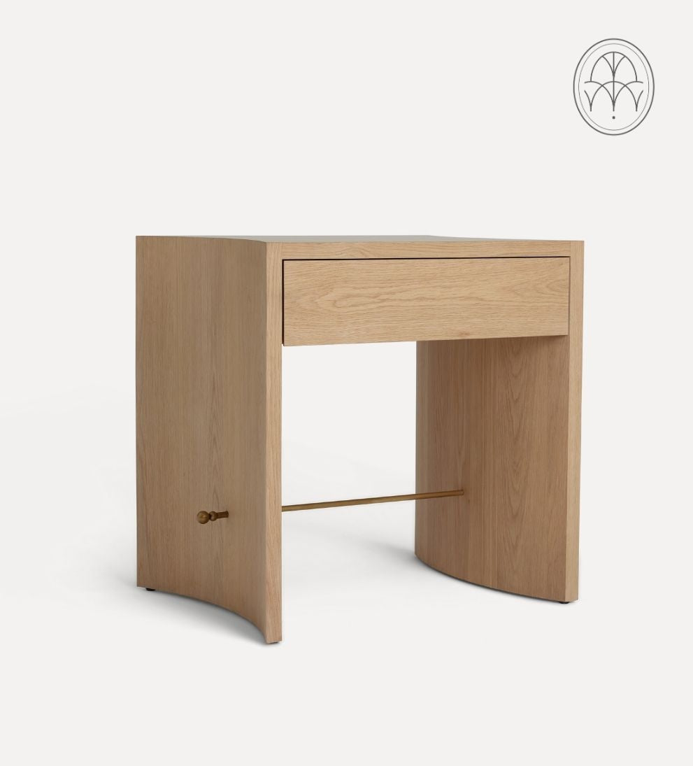 Katelyn White Oak Curved Nightstand Nightstands