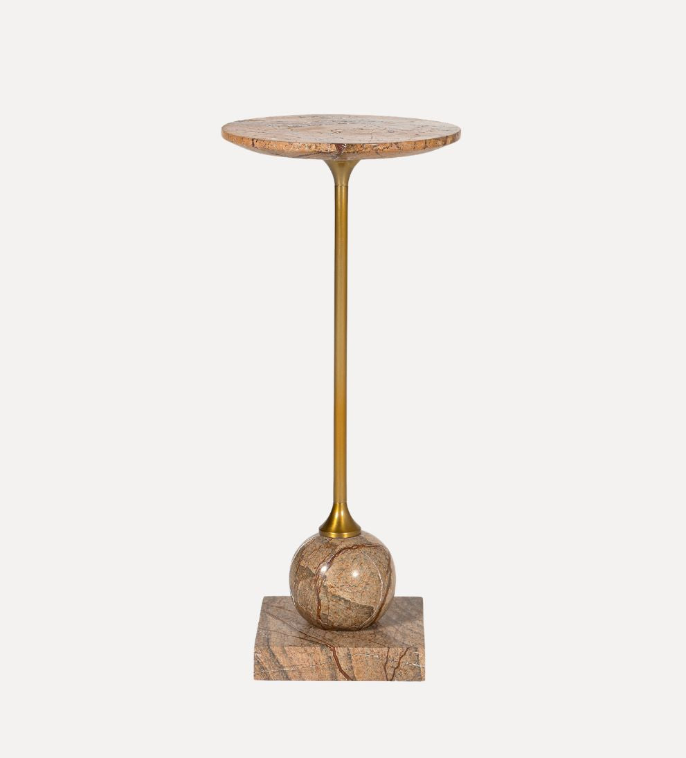 Lauren Drink Table in Brown Marble Side Tables