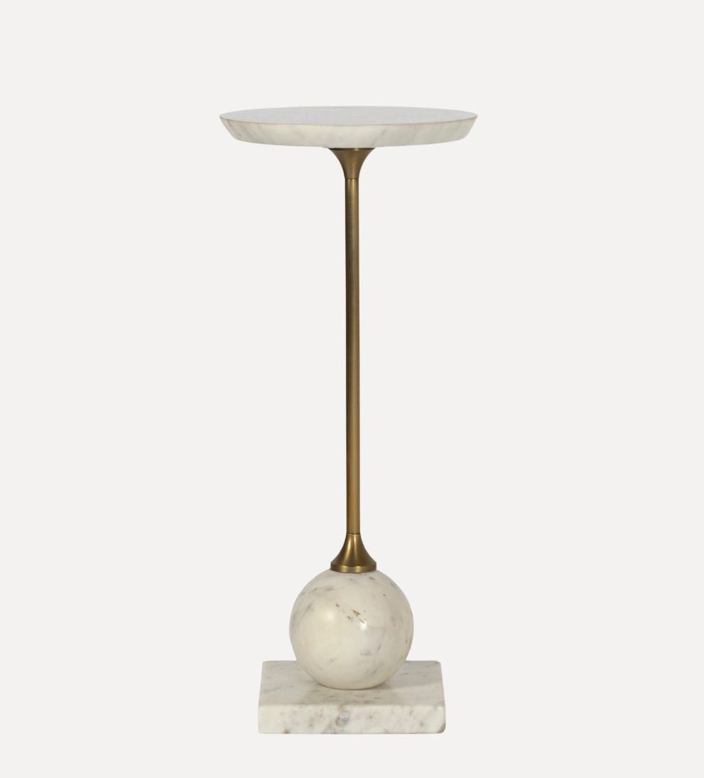 Lauren Drink Table - White Marble Side Tables