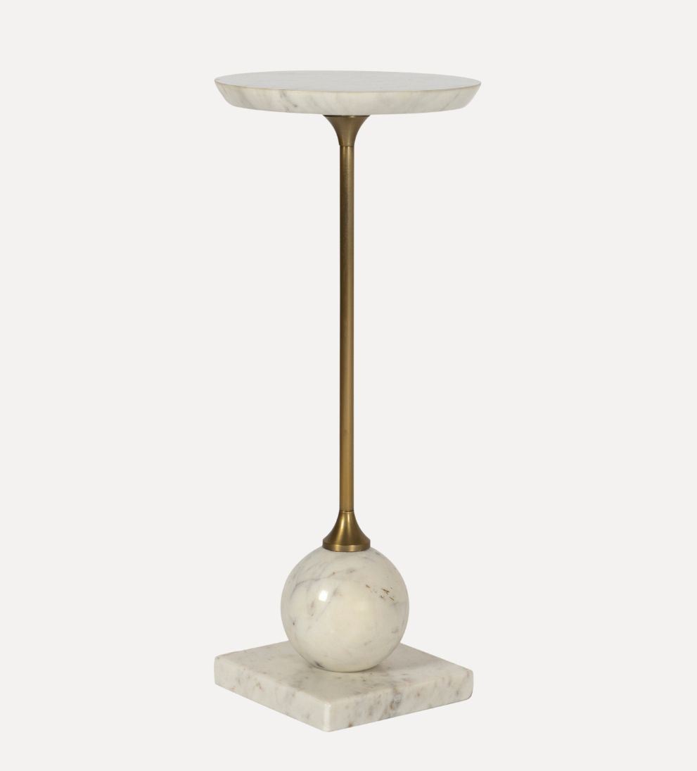 Lauren Drink Table - White Marble Side Tables