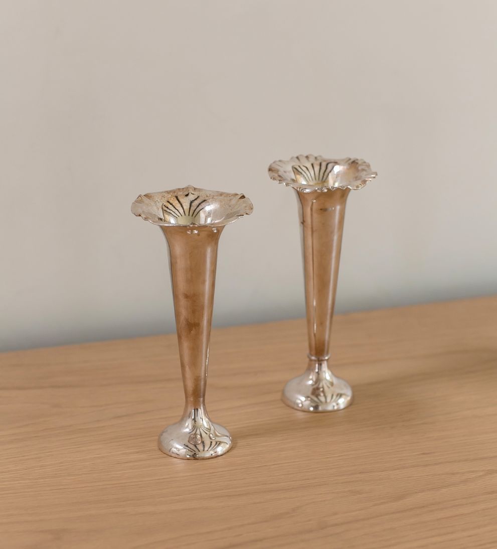 Lucienne Silver Soliflore Vase Set (Set of 2) Vases