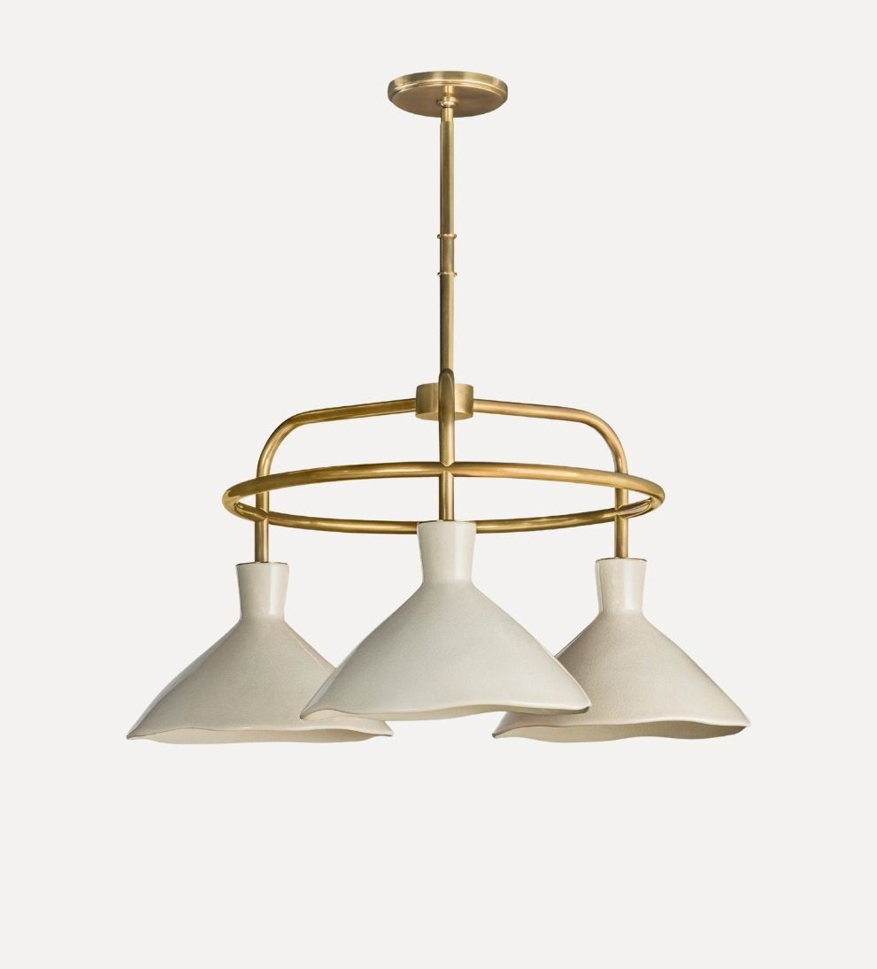 Maeve 3-Light Chandelier, Cream Pendants + Chandeliers