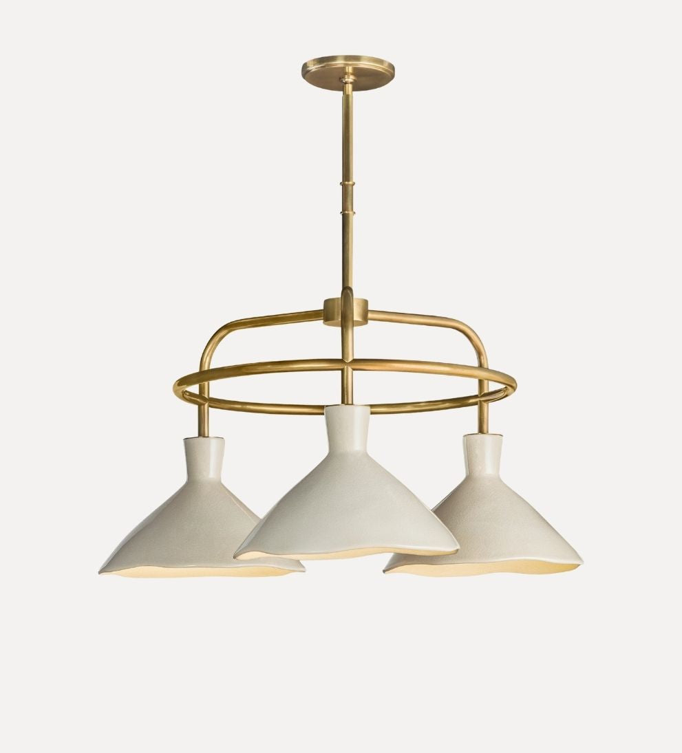 Maeve 3-Light Chandelier, Cream Pendants + Chandeliers