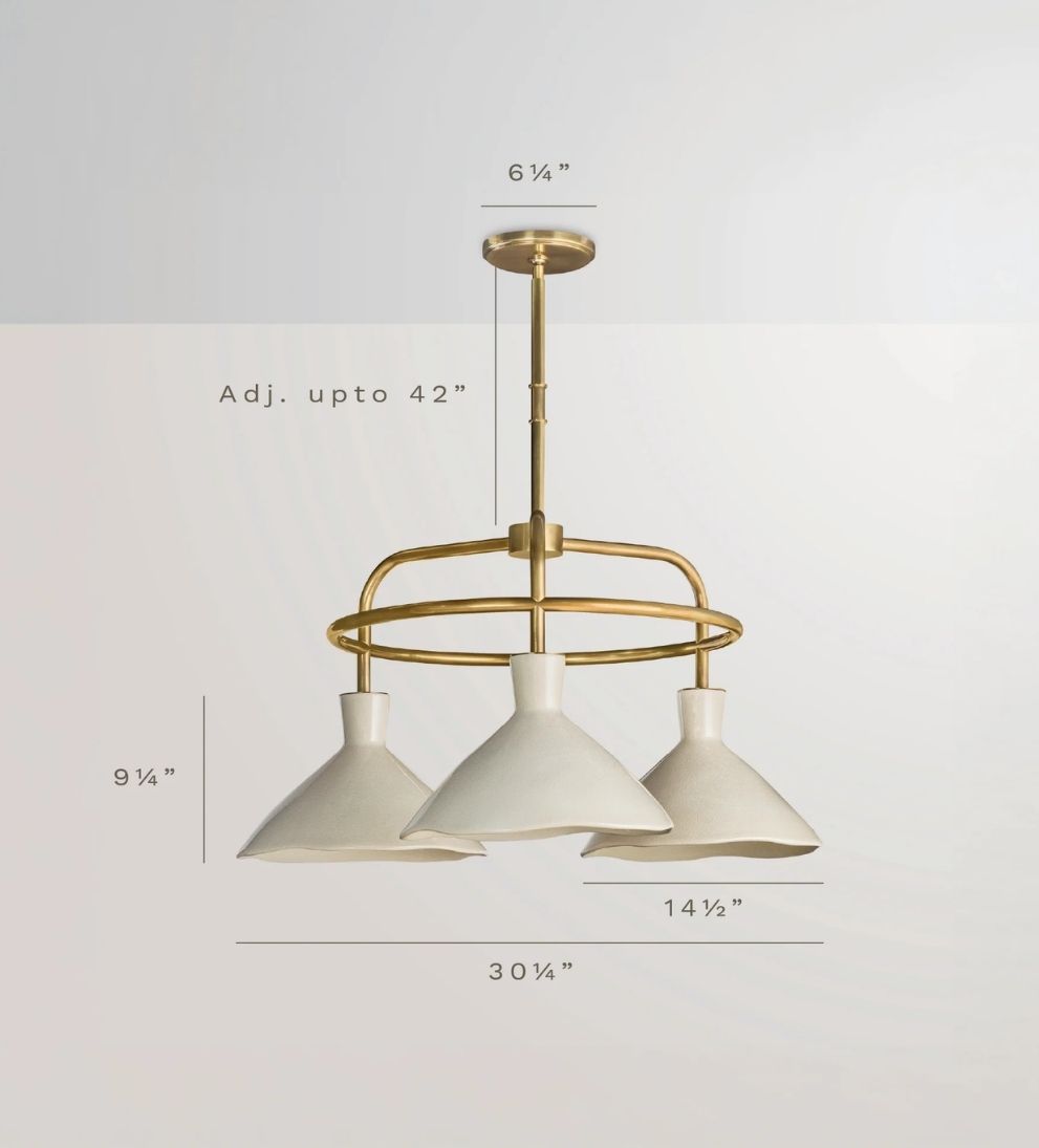 Maeve 3-Light Chandelier, Cream Pendants + Chandeliers