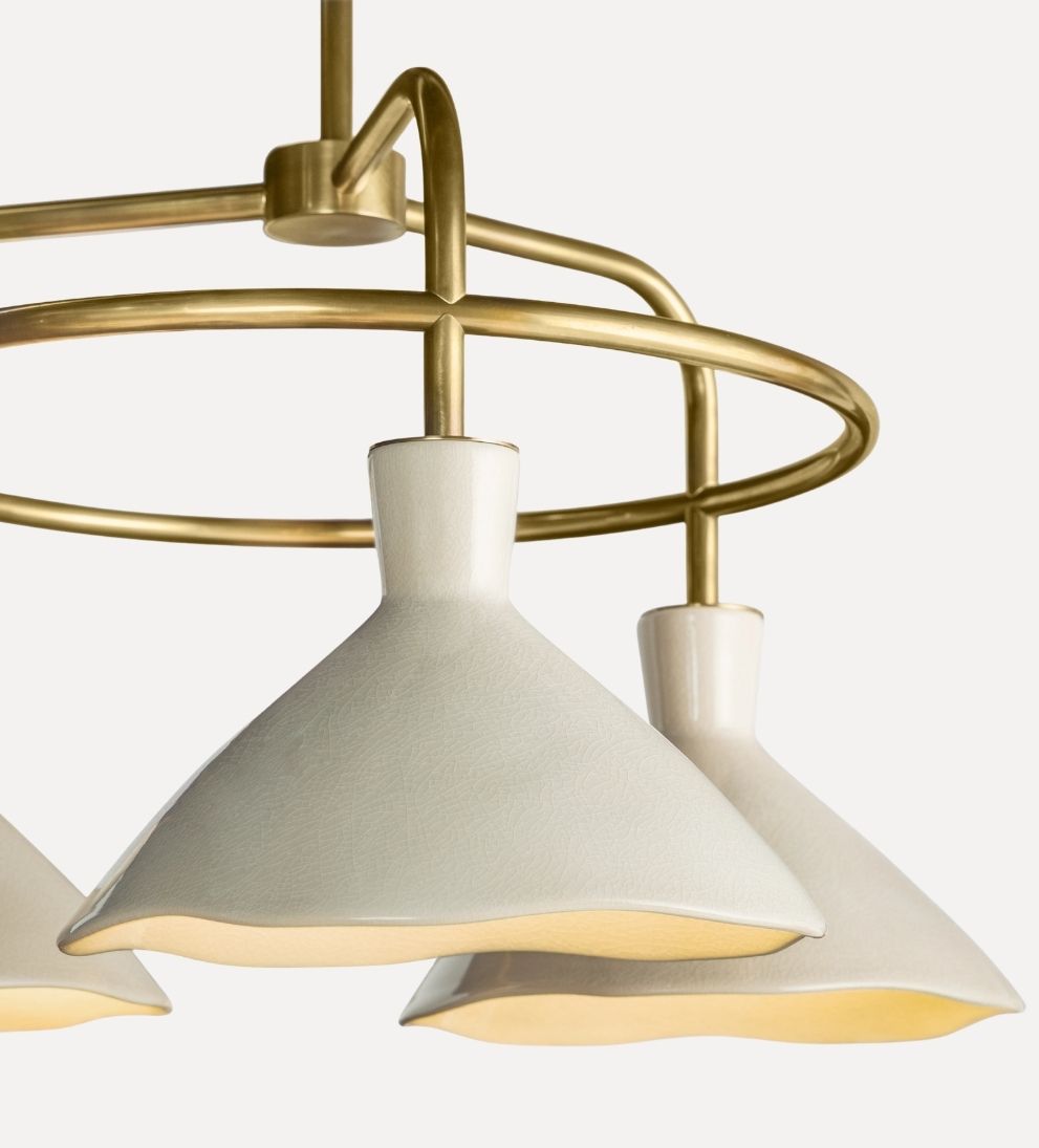 Maeve 3-Light Chandelier, Cream Pendants + Chandeliers
