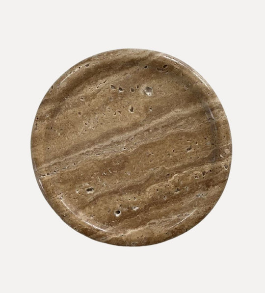 Round Marble Tray  - Biscotti Stone