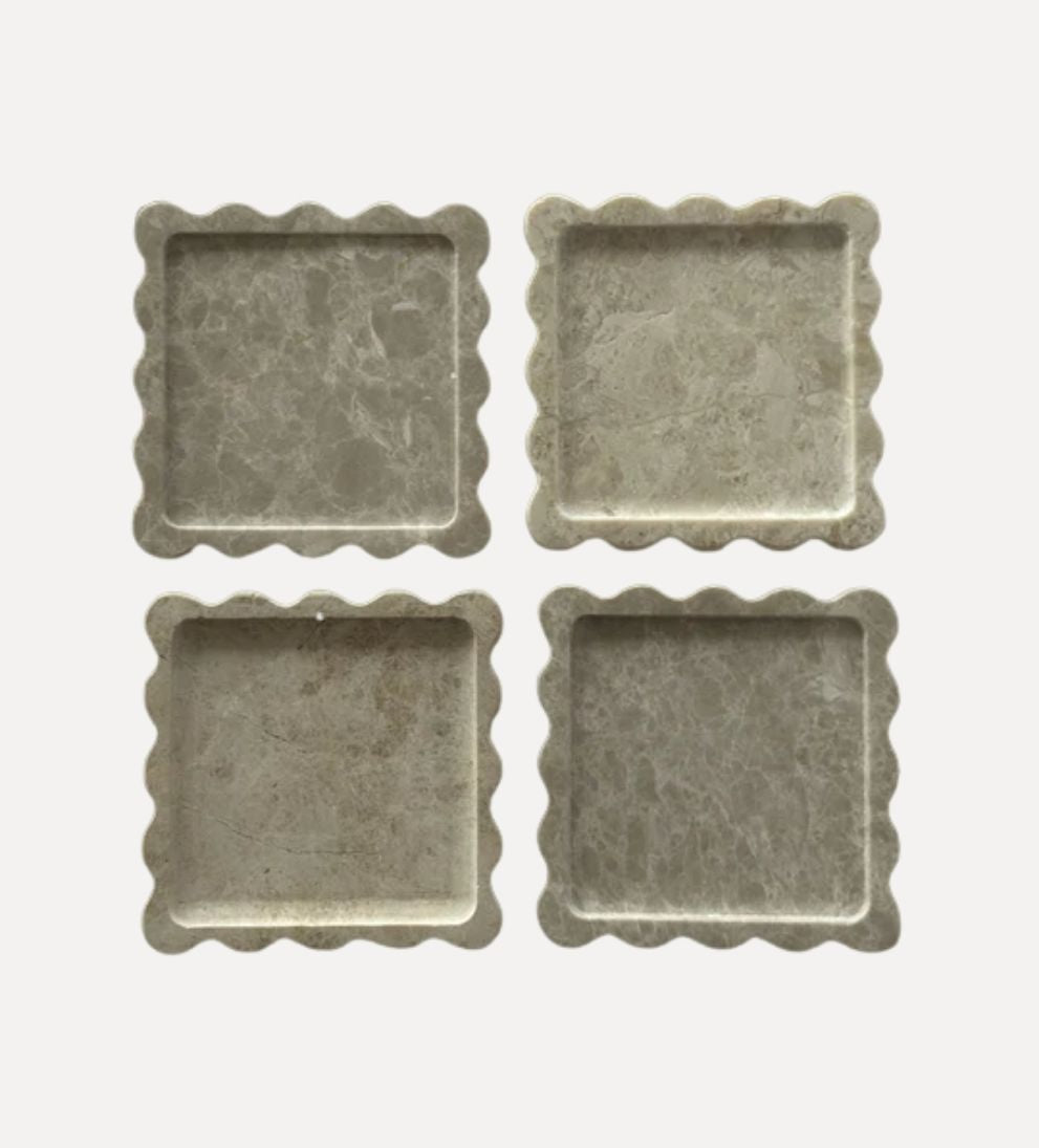 Marble Scalloped Coaster Set Coasters