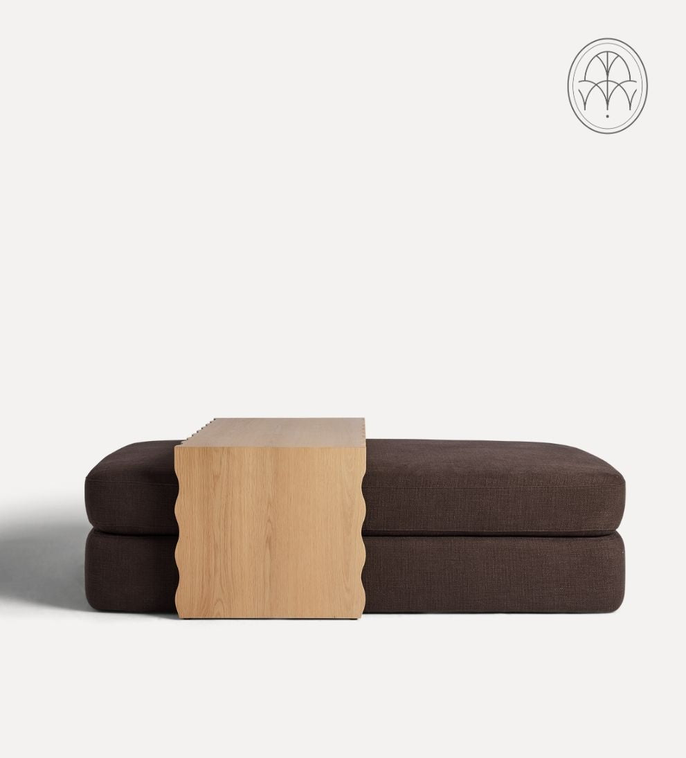 Mason White Oak Scalloped Coffee Table - Chocolate Linen Coffee Tables