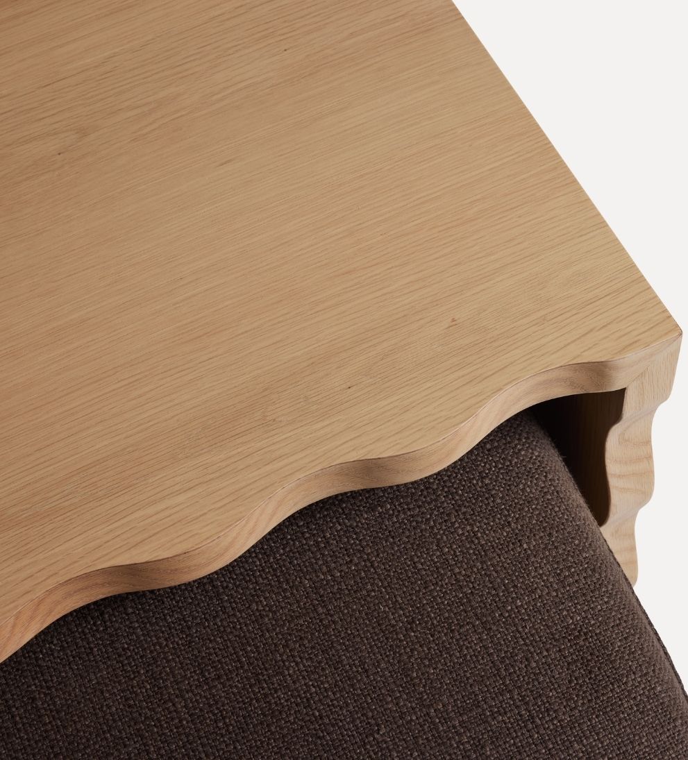 Mason White Oak Scalloped Coffee Table - Chocolate Linen Coffee Tables