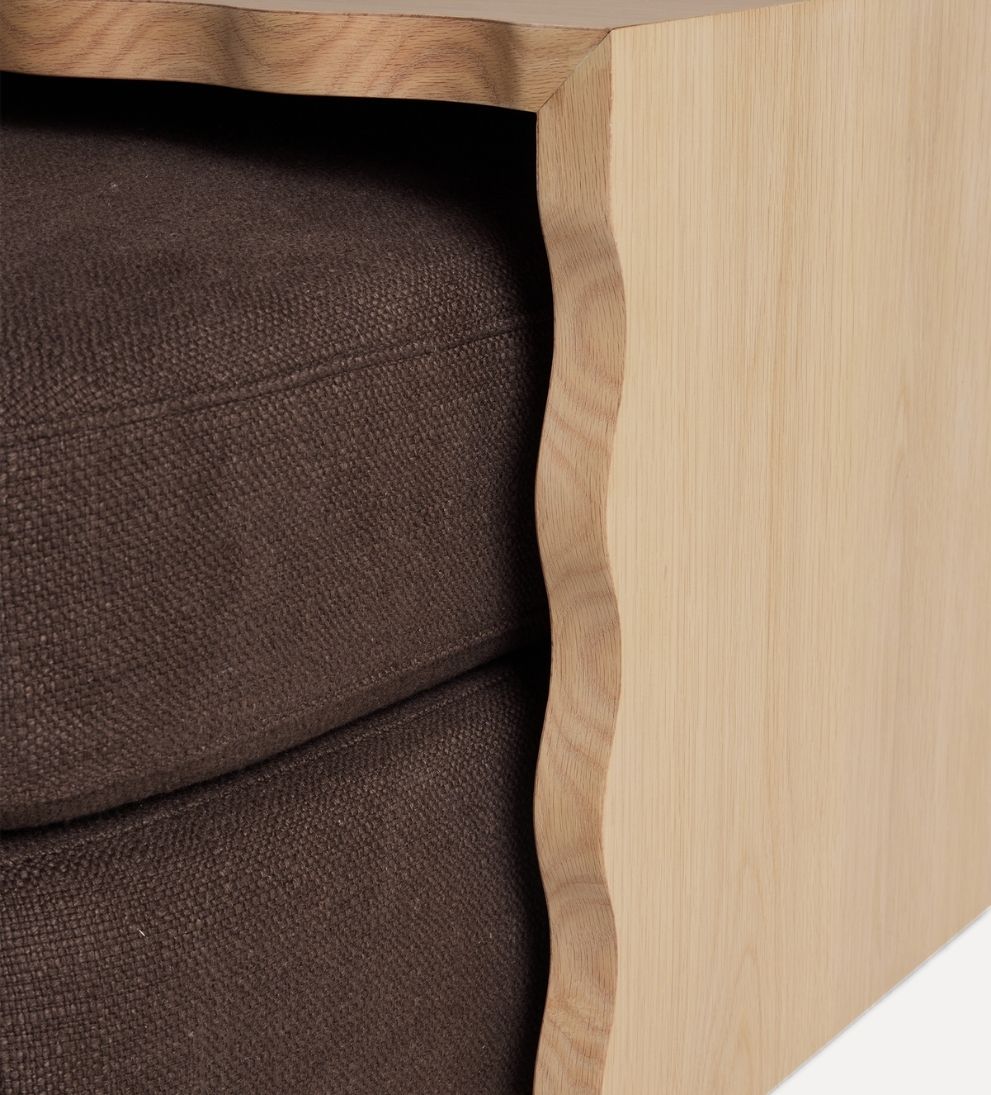 Mason White Oak Scalloped Coffee Table - Chocolate Linen Coffee Tables