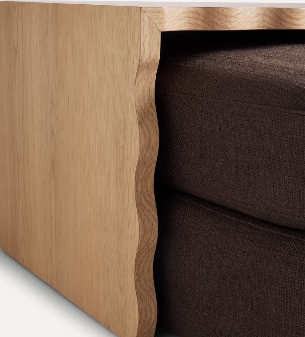 Mason White Oak Scalloped Coffee Table - Chocolate Linen Coffee Tables