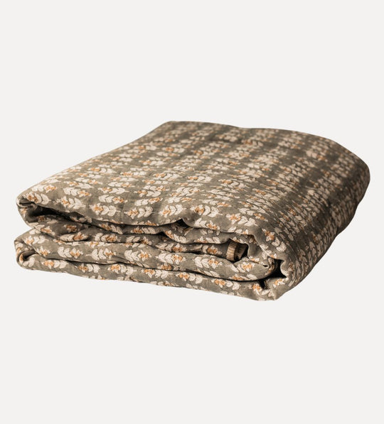 Flora Block Print Quilt in Olive