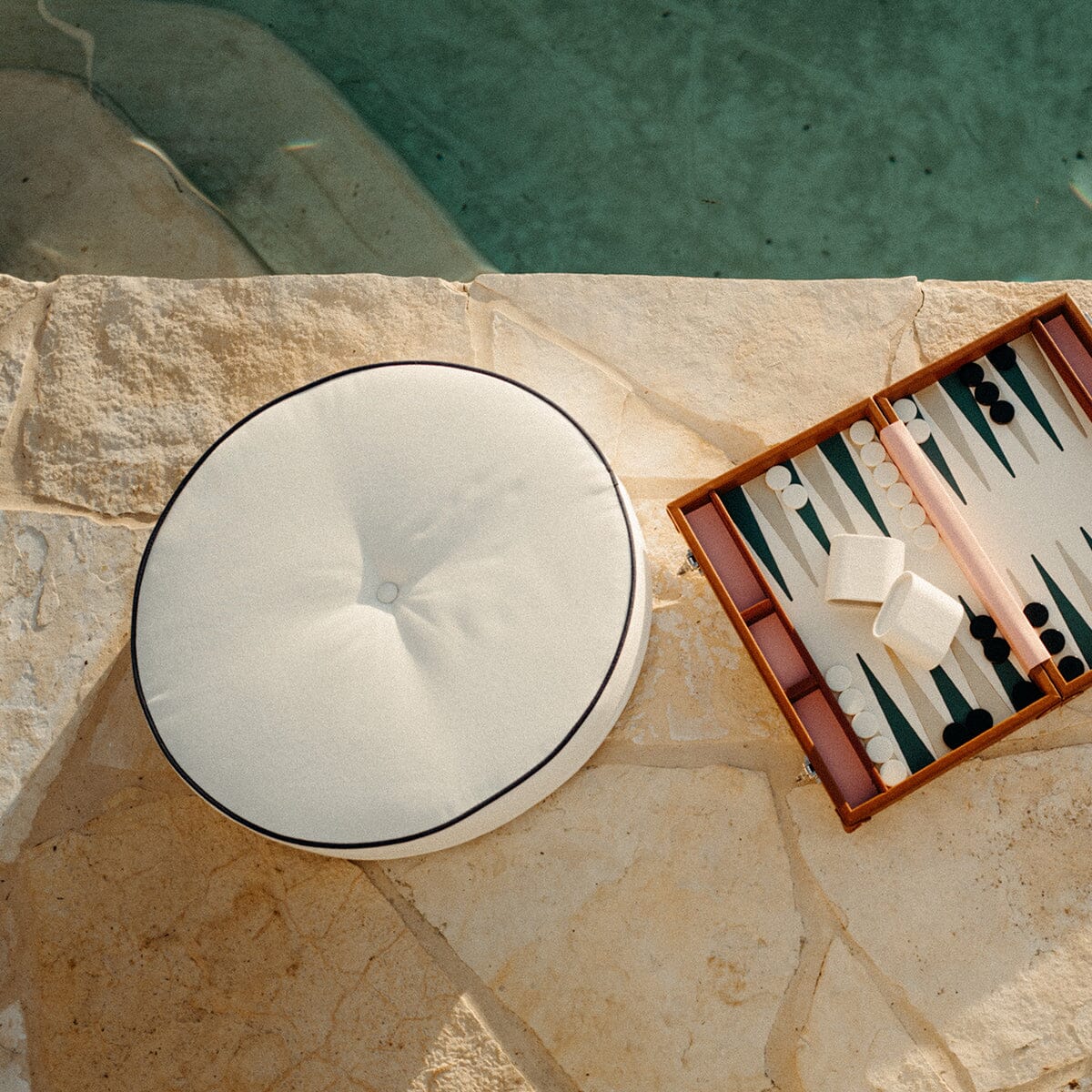The Circular Pillow - Rivie White Outdoor Pillows