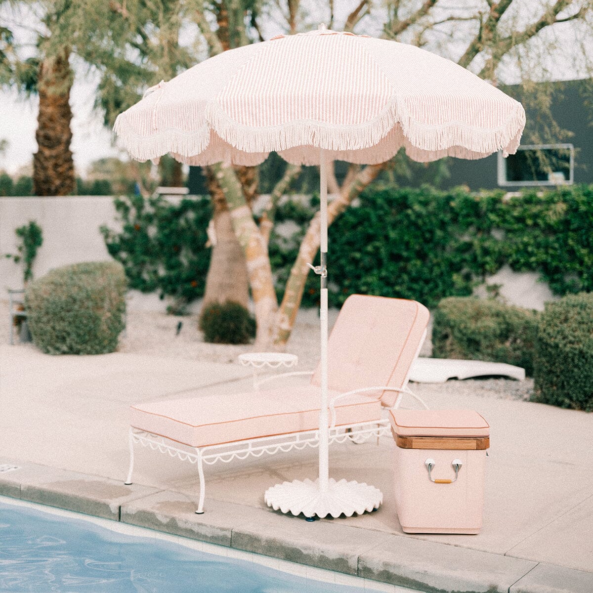 The Clamshell Base - 55 lbs - Antique White Outdoor Umbrellas