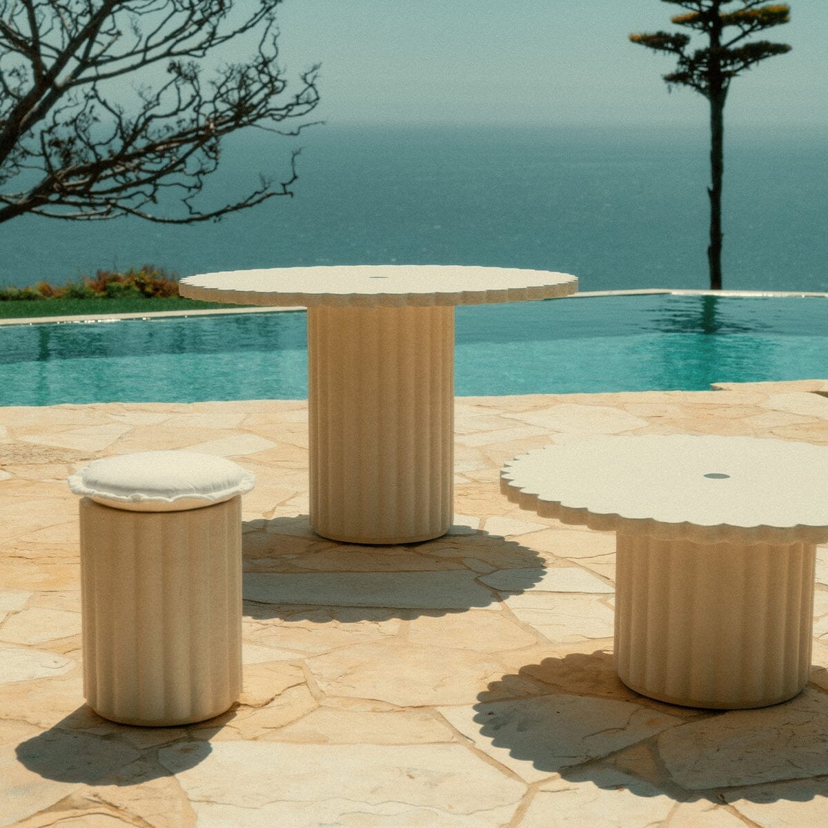 The Daisy Stool - Antique White Outdoor Chairs