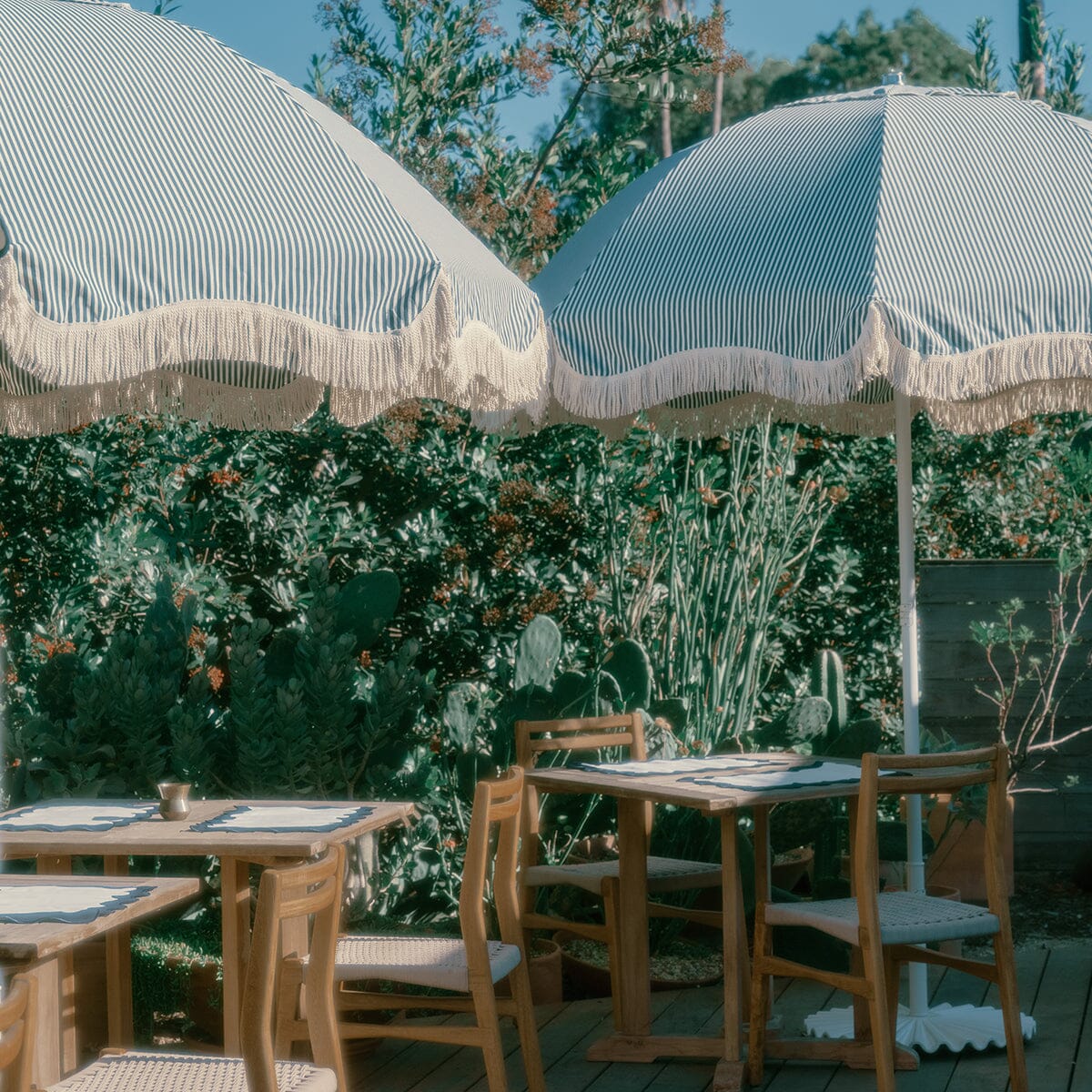 The Patio Umbrella - Lauren's Navy Stripe Outdoor Umbrellas