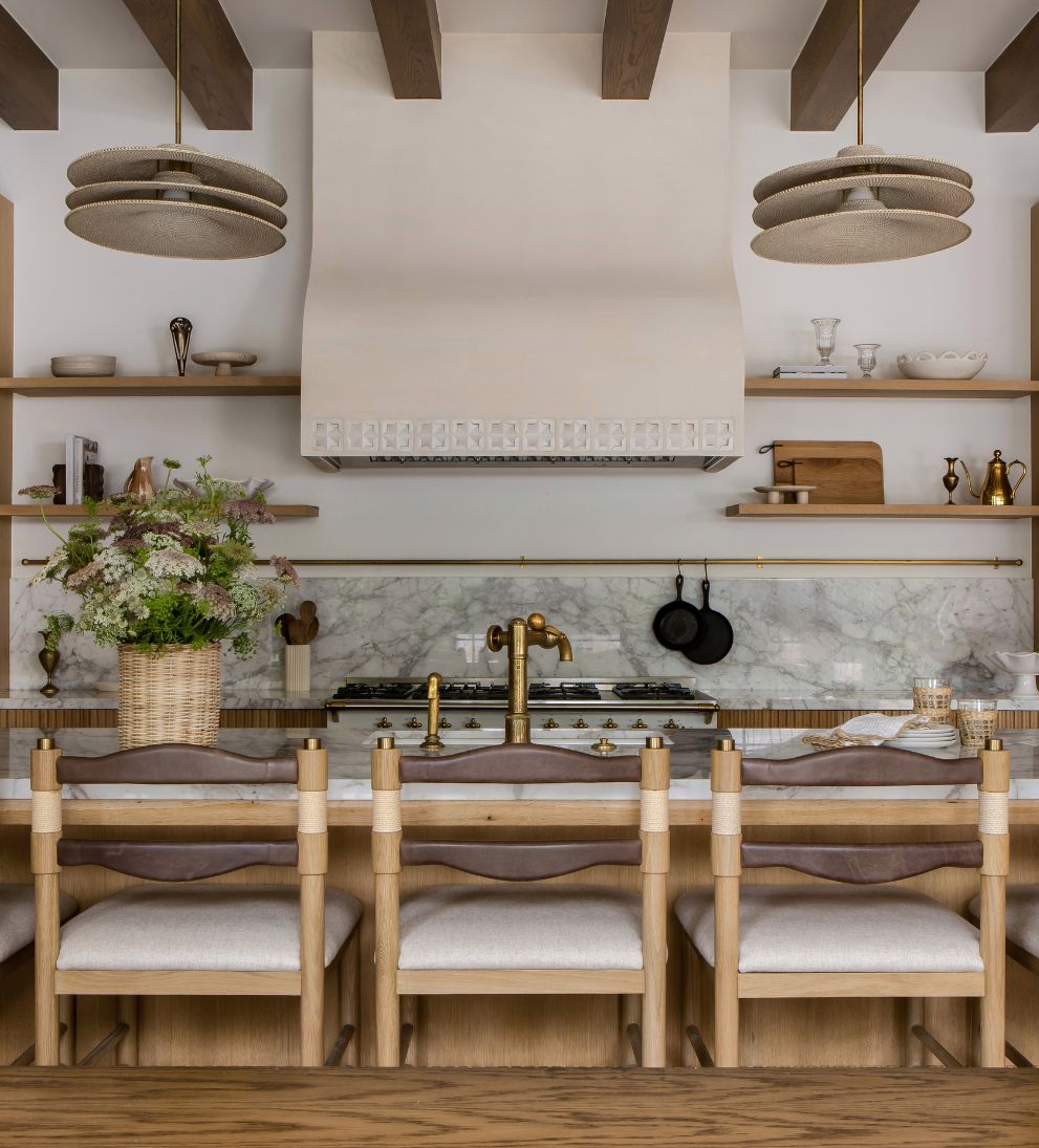 Palermo White Oak and Leather Counter Stool Counter Stools