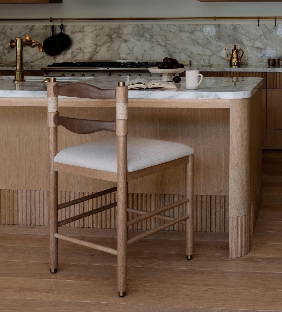 Palermo White Oak and Leather Counter Stool Counter Stools