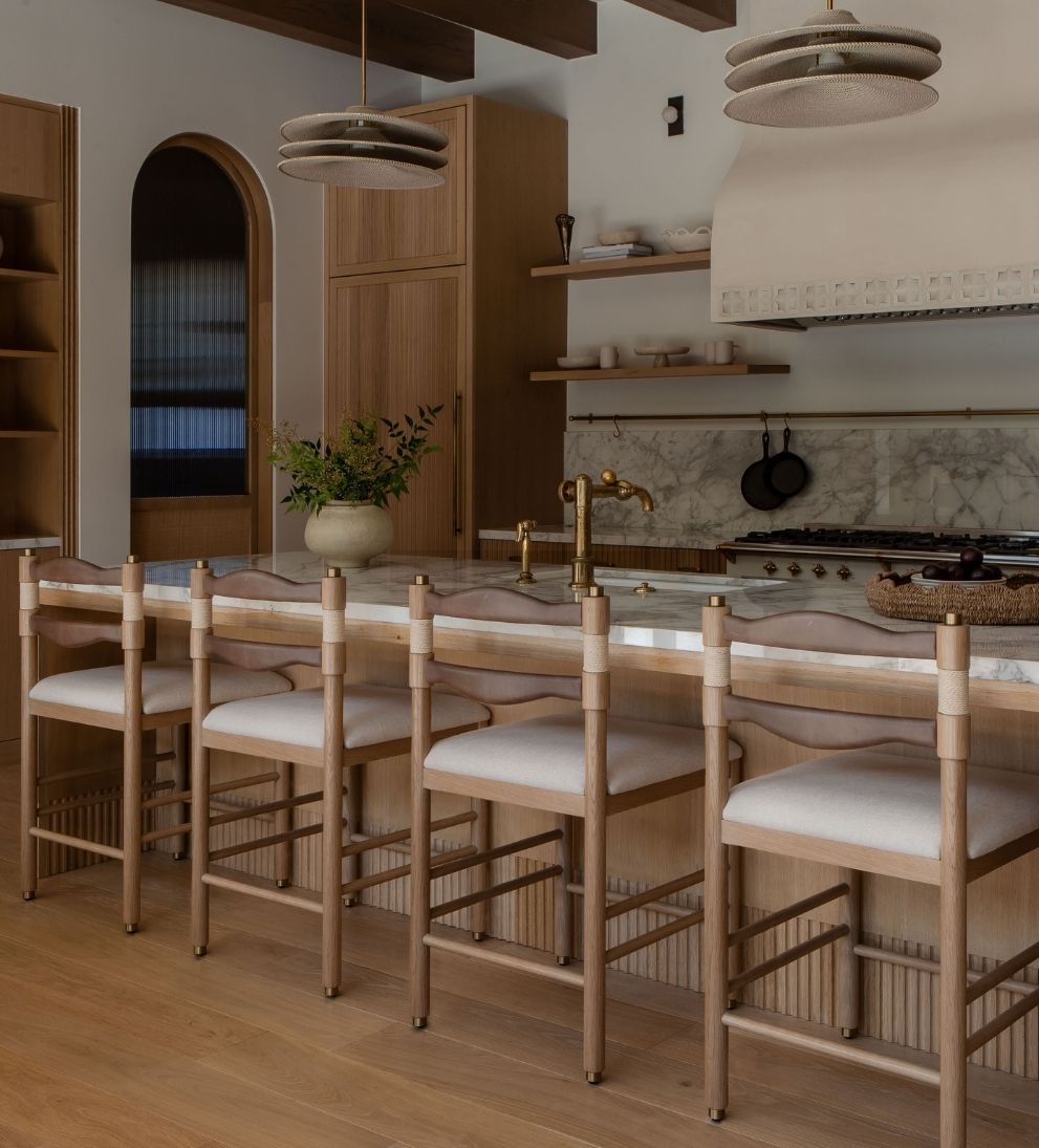 Palermo White Oak and Leather Counter Stool Counter Stools
