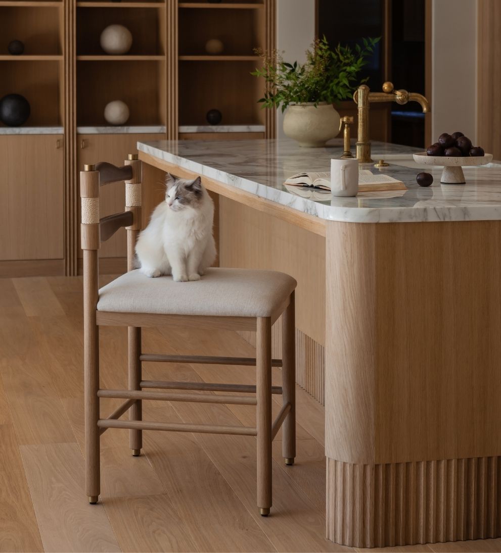 Palermo White Oak and Leather Counter Stool Counter Stools