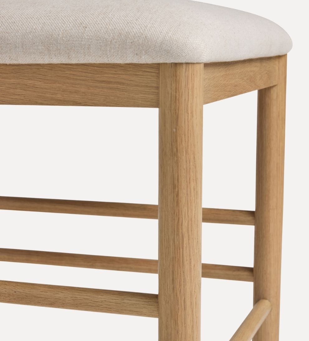 Palermo White Oak and Leather Counter Stool Counter Stools