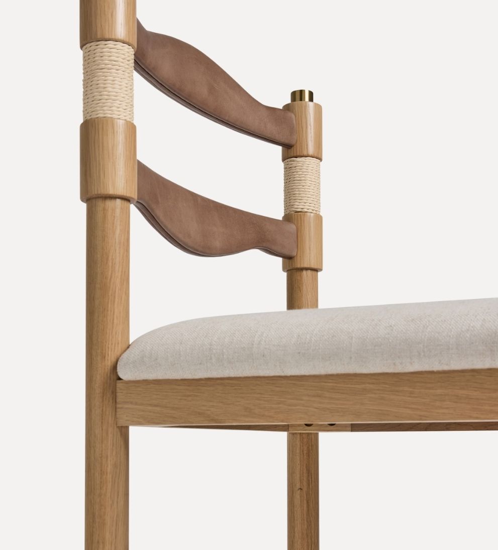 Palermo White Oak and Leather Counter Stool Counter Stools