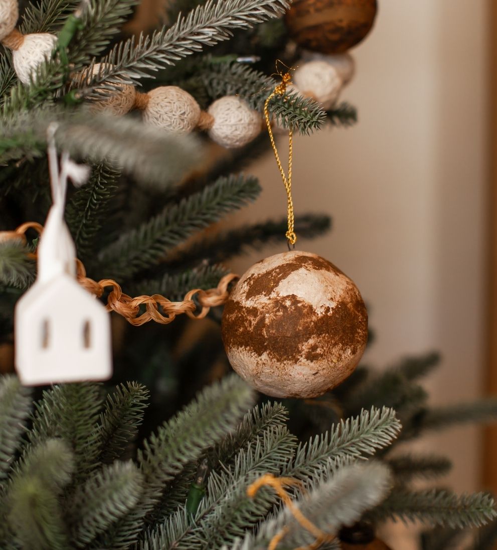 Paper Mache Ball Ornament Holiday decor