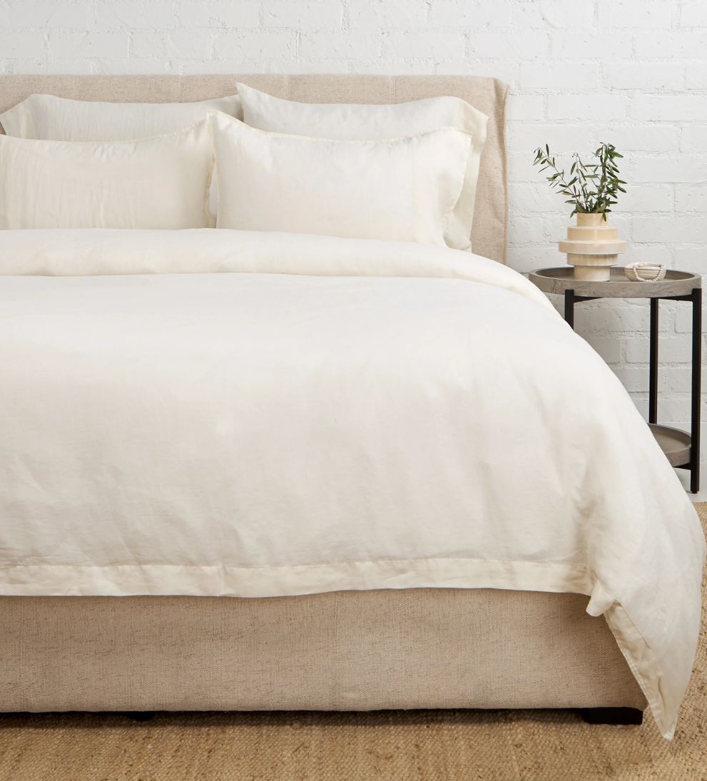 Parker Linen Duvet Cover Set in Cream Bedding
