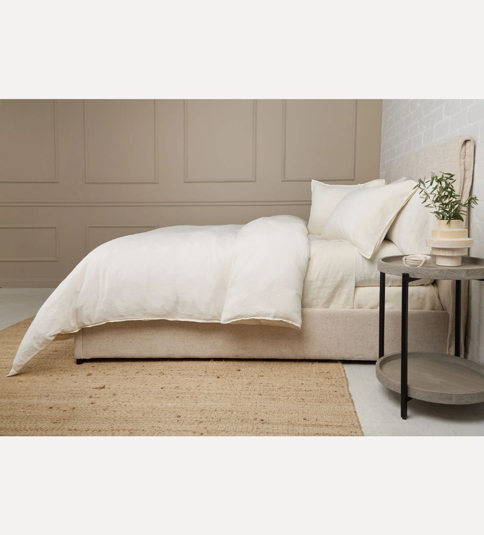 Parker Linen Duvet Cover Set in Cream Bedding