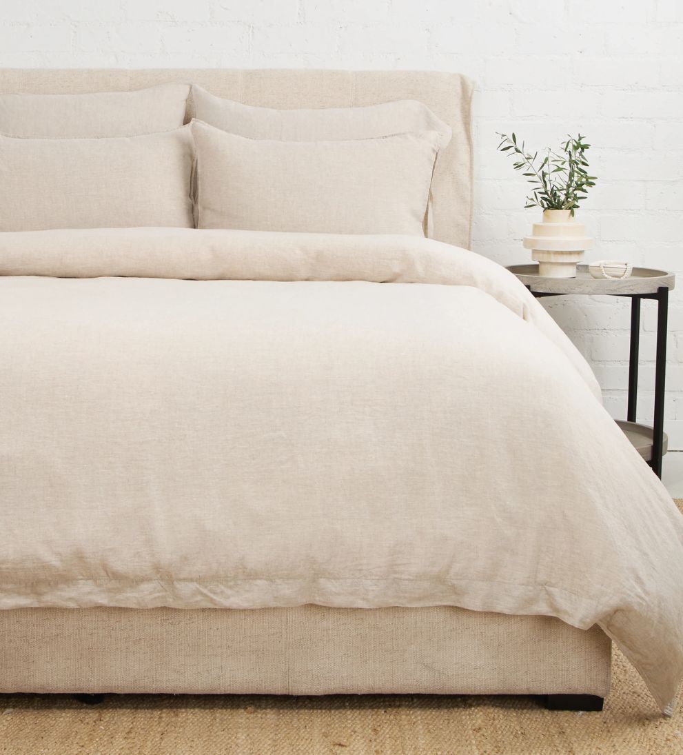 Parker Linen Duvet Cover Set in Flax Bedding