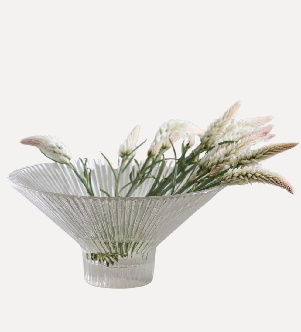 Pressed Clear Glass Low Bowl Decorative Object